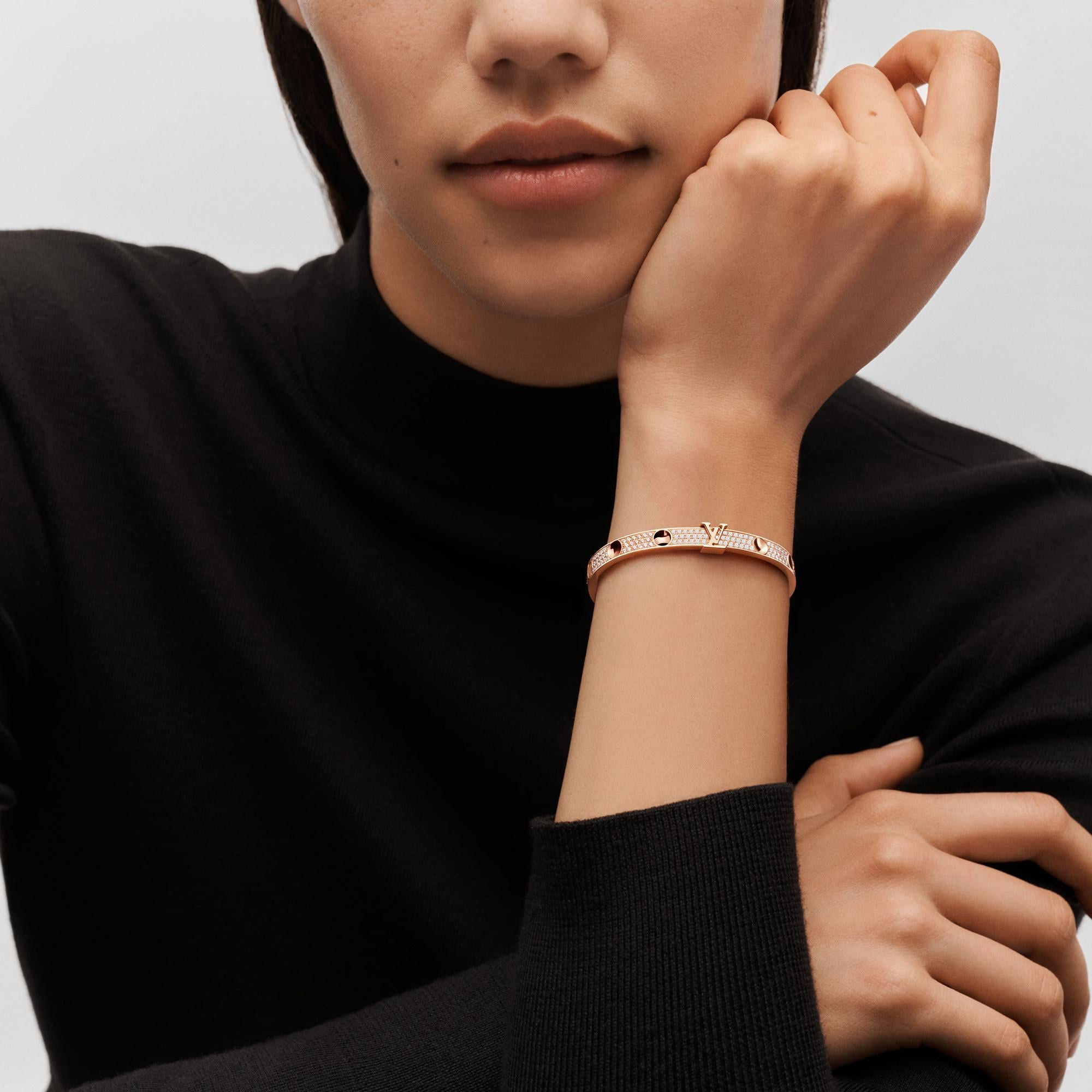 Empreinte Medium Bangle, Pink Gold and Diamonds - Jewelry